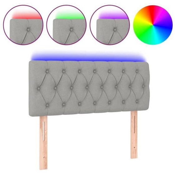 Tête de lit accessoire couchage chambre à coucher meuble à LED 90 par 7 par 78/88 tissu gris clair