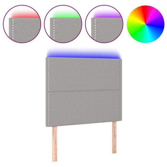Tête de lit accessoire couchage chambre a coucher meuble a LED 90 x 5 x 118/128 cm tissu gris clair TDL0201242