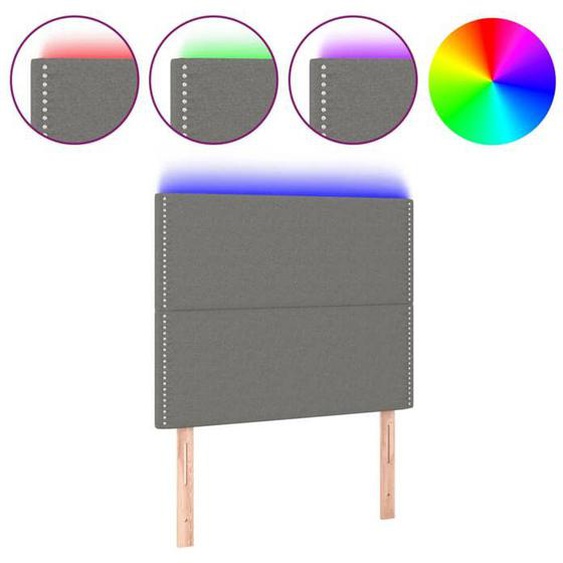 Tête de lit accessoire couchage chambre a coucher meuble a LED 90 x 5 x 118/128 cm tissu gris fonce TDL0201007