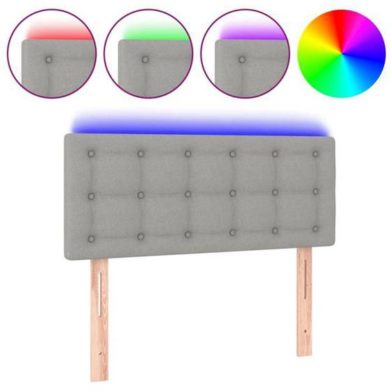 Tête de lit accessoire couchage chambre a coucher meuble a LED 90 x 5 x 78/88 cm tissu gris clair TDL0201236
