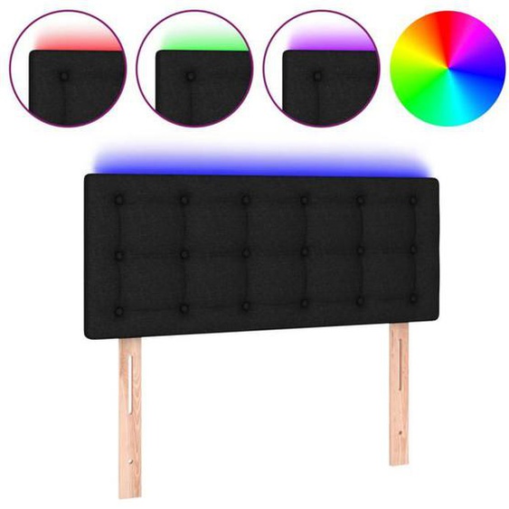 Tête de lit accessoire couchage chambre a coucher meuble a LED 90 x 5 x 78/88 cm tissu noir TDL0200535