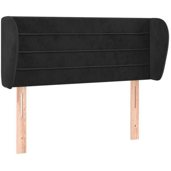 Tête de lit accessoire couchage chambre a coucher meuble avec rebord lateral 103 x 23 x 78/88 cm Tissu velours noir TDL0204588