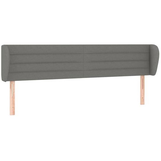 Tête de lit accessoire couchage chambre à coucher meuble avec rebord lateral 163 par 23 par 78/88 tissu gris fonce