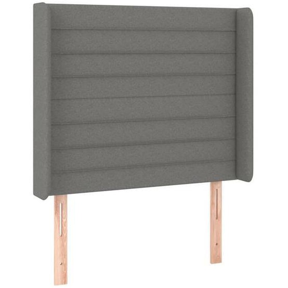 Tête de lit accessoire couchage chambre à coucher meuble avec rebord lateral 83 par 16 par 118/128 tissu gris fonce