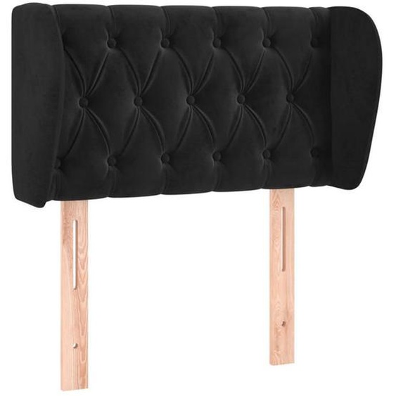 Tête de lit accessoire couchage chambre à coucher meuble avec rebord lateral 83 par 23 par 78/88 Tissu velours noir