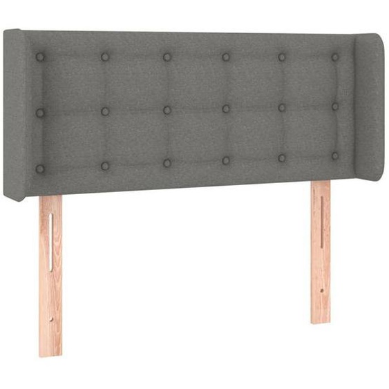 Tête de lit accessoire couchage chambre a coucher meuble avec rebord lateral 83 x 16 x 78/88 cm tissu gris fonce TDL0204902
