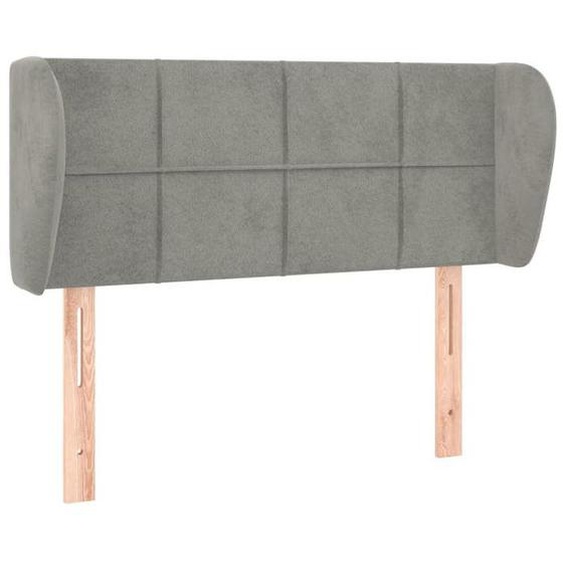 Tête de lit accessoire couchage chambre a coucher meuble avec rebord lateral 83 x 23 x 78/88 cm tissu velours gris clair TDL020511