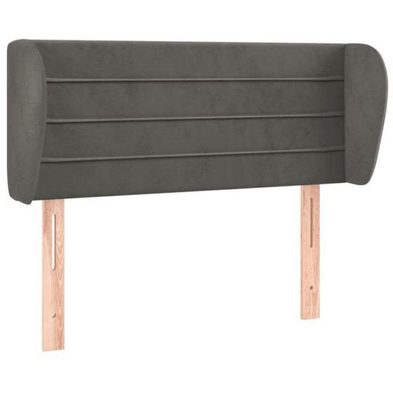 Tête de lit accessoire couchage chambre a coucher meuble avec rebord lateral 93 x 23 x 78/88 cm tissu velours gris fonce TDL020484