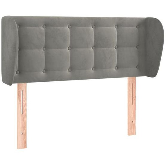 Tête de lit accessoire couchage chambre à coucher meuble avec rebord lateral capitonne 83 par 23 par 78/88 tissu velours gris clair