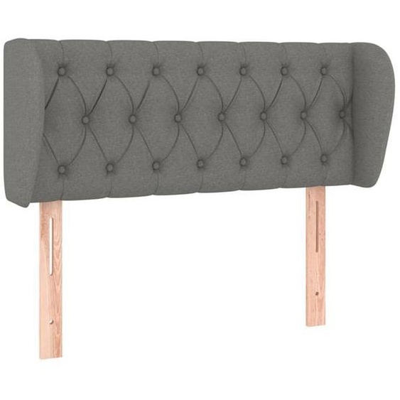 Tête de lit accessoire couchage chambre à coucher meuble capitonne avec rebord lateral 93 par 23 par 78/88 tissu gris fonce