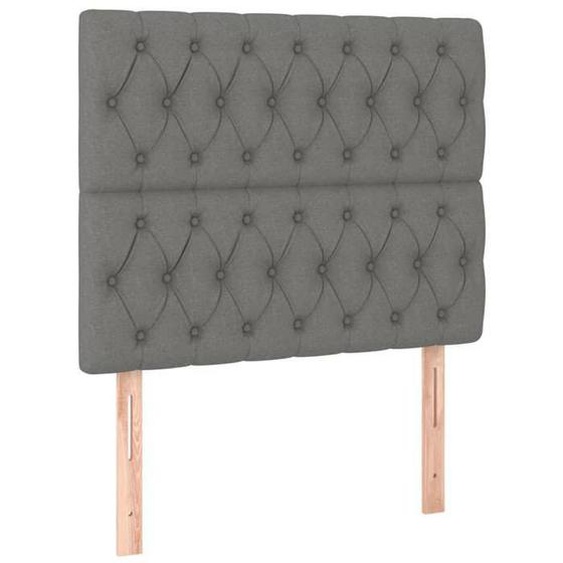 Tête de lit - Accessoire couchage - Meuble capitonné - 2 parties - Tissu gris foncé