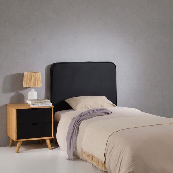 Tête de lit ARIELA 90, Rembourrée, Fixation murale, Design arrondi moderne, Pour lit 90 cm ou moins, Noir