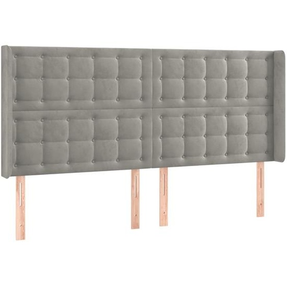 Tête de lit avec oreilles Gris clair 163x16x118/128 cm Velours