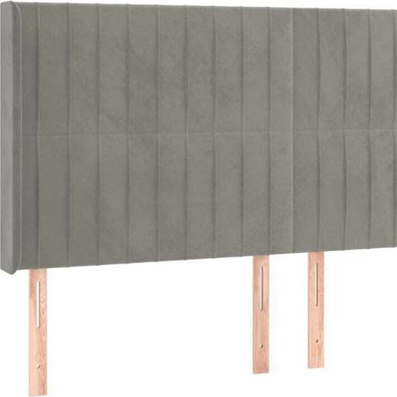 Tête de lit avec oreilles Gris clair 163x16x118/128 cm Velours