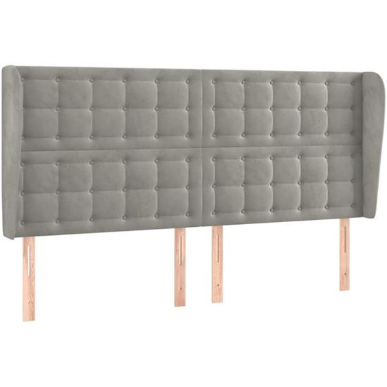 Tête de lit avec oreilles Gris clair 163x23x118/128 cm Velours