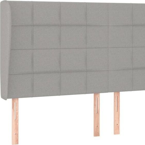 Tête de lit avec oreilles Gris clair 183x23x118/128 cm Tissu
