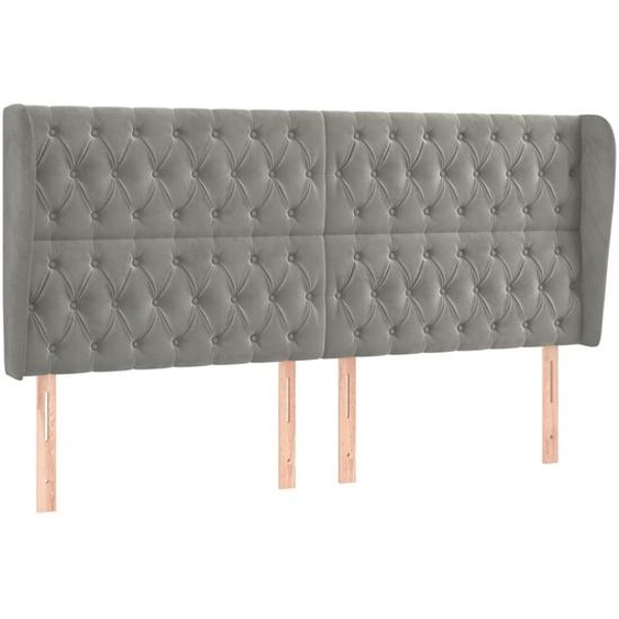 Tête de lit avec oreilles Gris clair 183x23x118/128 cm Velours