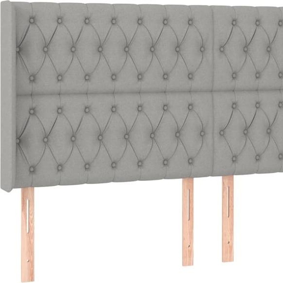 Tête de lit avec oreilles Gris clair 203x16x118/128 cm Tissu
