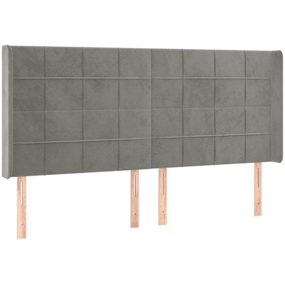 Tête de lit avec oreilles Gris clair 203x16x118/128 cm Velours