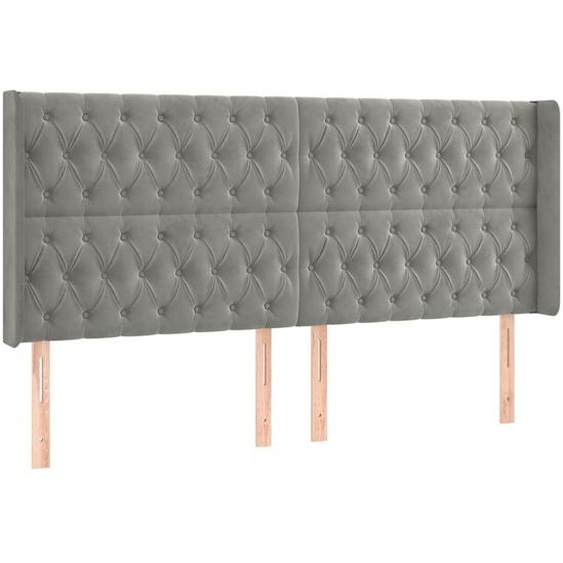 Tête de lit avec oreilles Gris clair 203x16x118/128 cm Velours