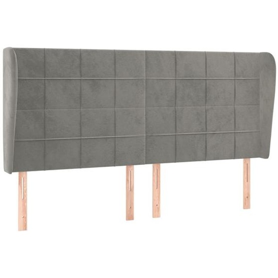 Tête de lit avec oreilles Gris clair 203x23x118/128 cm Velours