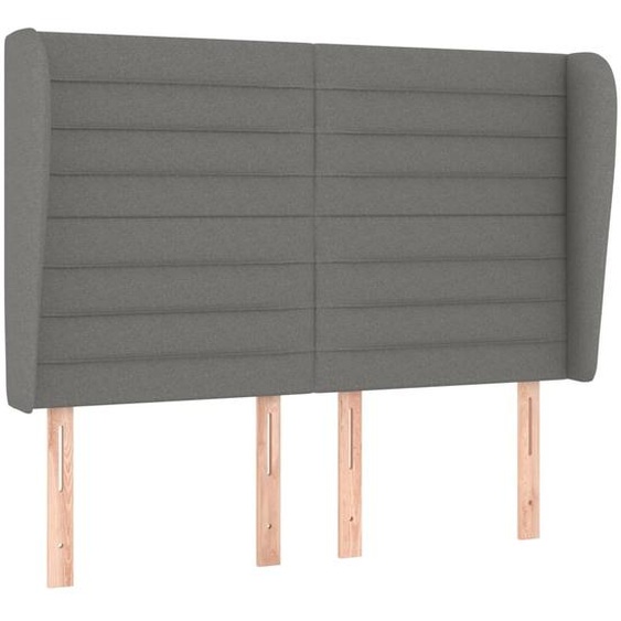 Tête de lit avec oreilles Gris foncé 147x23x118/128 cm Tissu