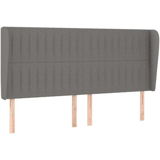 Tête de lit avec oreilles Gris foncé 183x23x118/128 cm Tissu