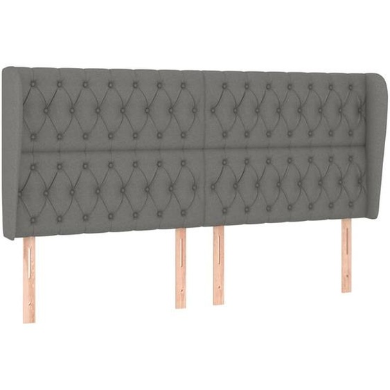 Tête de lit avec oreilles Gris foncé 183x23x118/128 cm Tissu