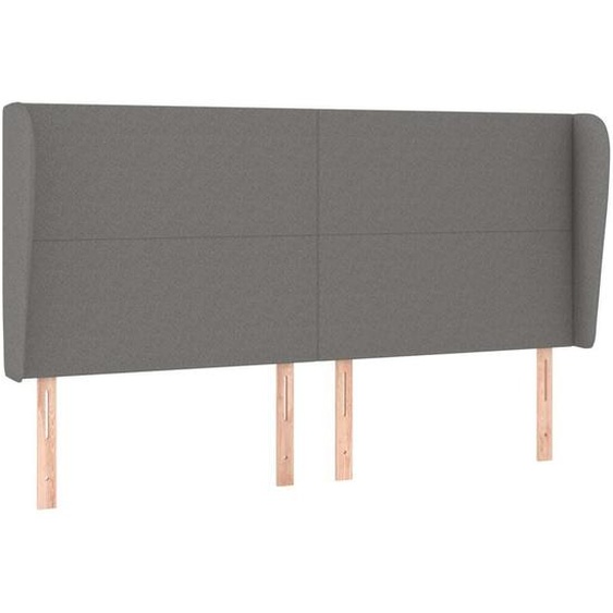 Tête de lit avec oreilles Gris foncé 203x23x118/128 cm Tissu