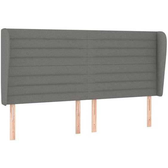 Tête de lit avec oreilles Gris foncé 203x23x118/128 cm Tissu
