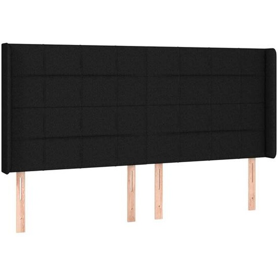 Tête de lit avec oreilles Noir 183x16x118/128 cm Tissu