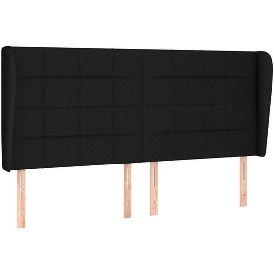 Tête de lit avec oreilles Noir 183x23x118/128 cm Tissu