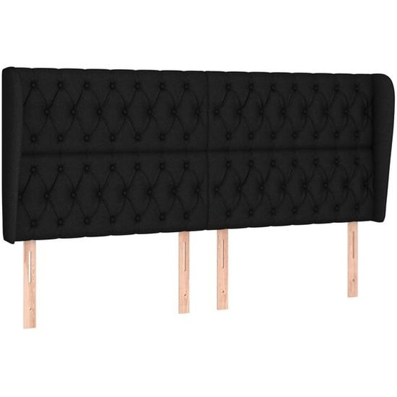 Tête de lit avec oreilles Noir 203x23x118/128 cm Tissu