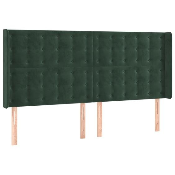 Tête de lit avec oreilles Vert foncé 163x16x118/128 cm Velours