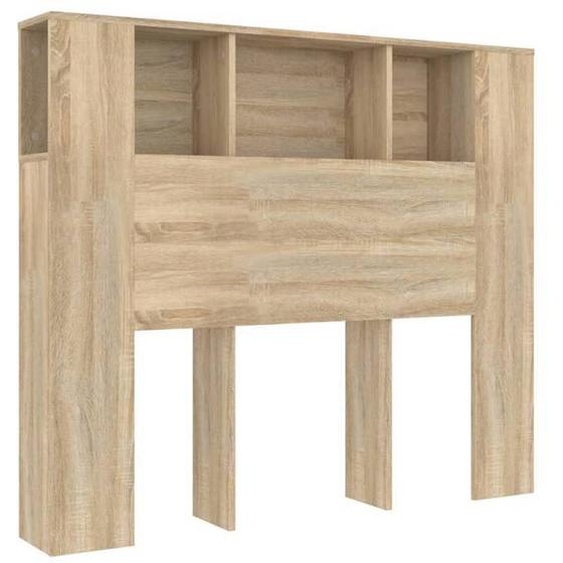 Tête de lit avec rangement accessoire de lit table de chevet etagère 120 par 18,5 par 104,5 MDF couleur chêne
