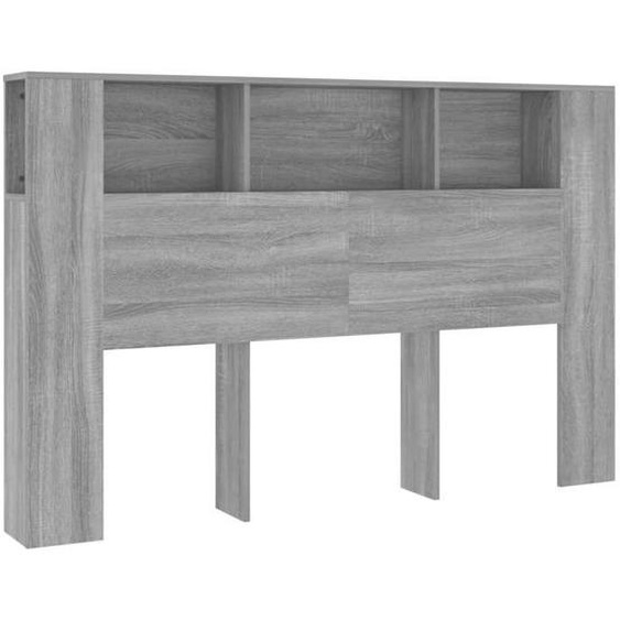 Tête de lit avec rangement accessoire de lit table de chevet etagère 160 par 18,5 par 104,5 MDF gris