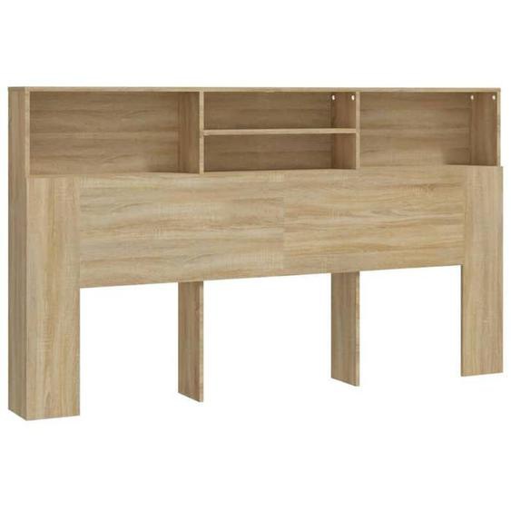 Tête de lit avec rangement accessoire de lit table de chevet etagère 180 par 19 par 103,5 MDF couleur chêne