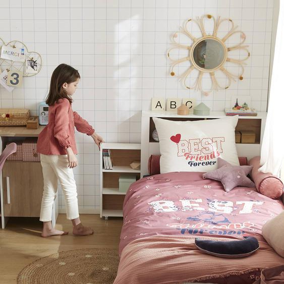 Tête de lit avec rangement coulissable blanc