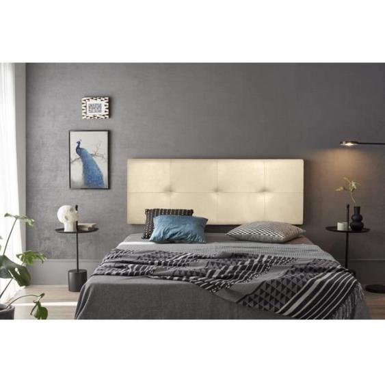 Tête de lit Cala en similicuir beige 90
