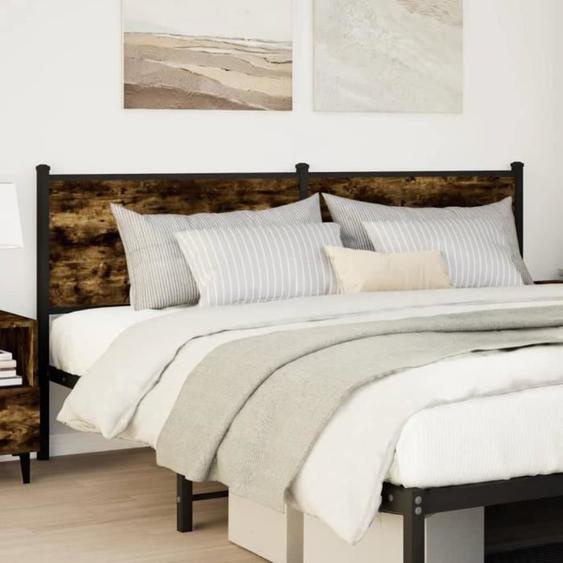 Tête de lit chêne fumé 160 cm bois dingénierie et acier -BK4007702 (PLA)