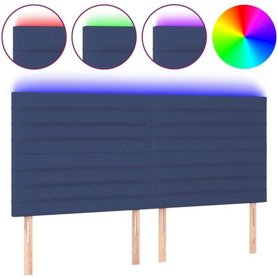Tête de lit à LED Bleu 180x5x118/128 cm Tissu