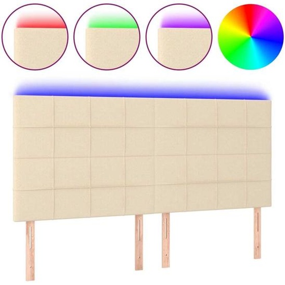 Tête de lit à LED Crème 180x5x118/128 cm Tissu