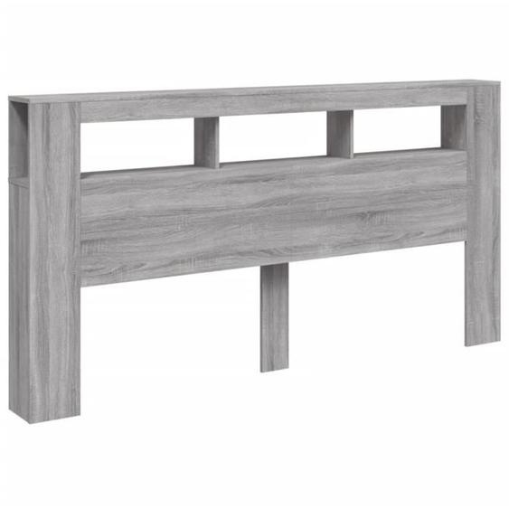 Tête de lit - MOTHINESSTO - Modèle avec LED - Bois dingénierie - Sonoma gris - 200x18,5x103,5 cm