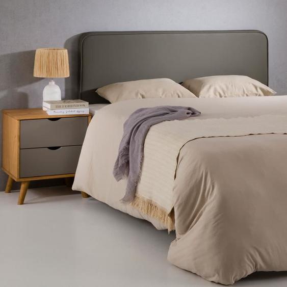 Tête de lit NAOFE 120, Rembourrée, Fixation murale, Design arrondi moderne, Pour lit 120 cm ou moins, Gris