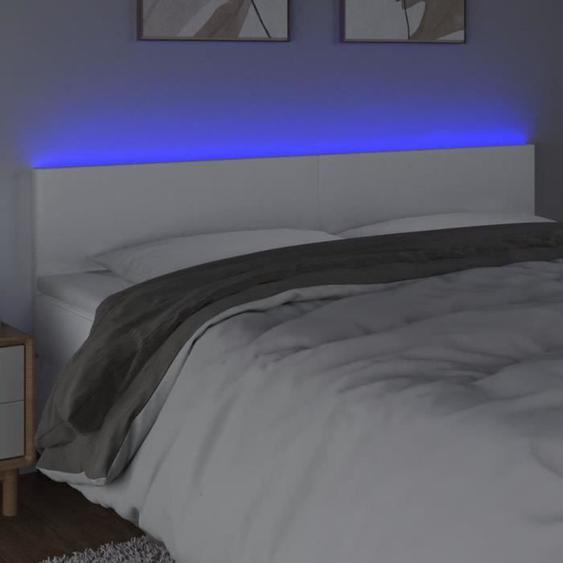 Tête de lit - OMABETA - HB00180 - LED Blanc - Similicuir - 200x5x78/88 cm