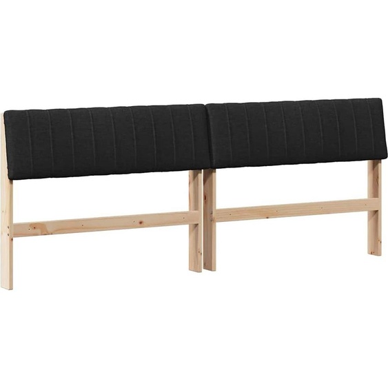 Tête de lit rembourrée Noir 200 cm Pin massif