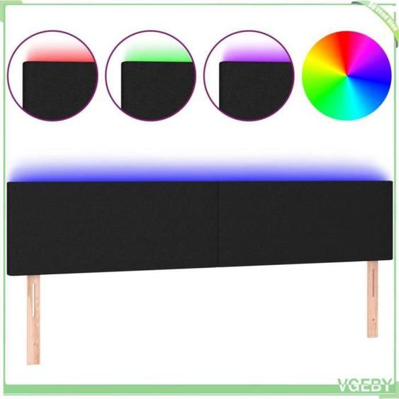 Tête de lit - VGEBY - Noir - 160x5x78/88 cm - Tissu - LED réglable