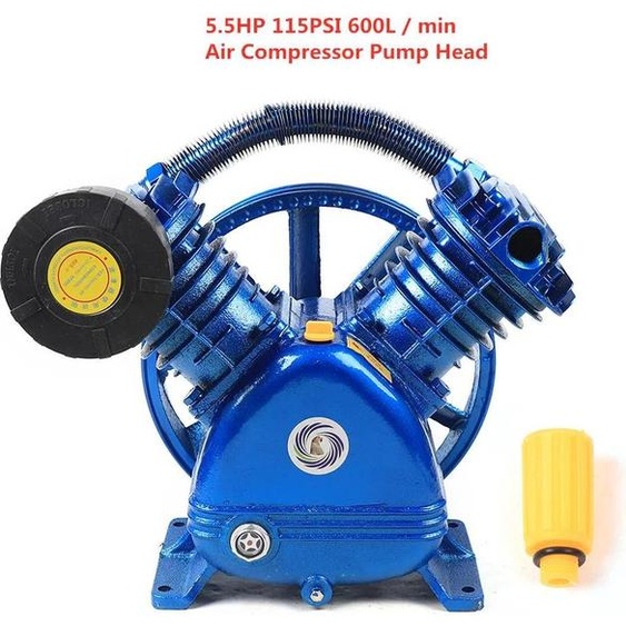 Tête de pompe pour compresseur dair - 2 cylindres - fonte et aluminium - 21 CFM - 115 PSI - usage intensif - pour atelier industriel