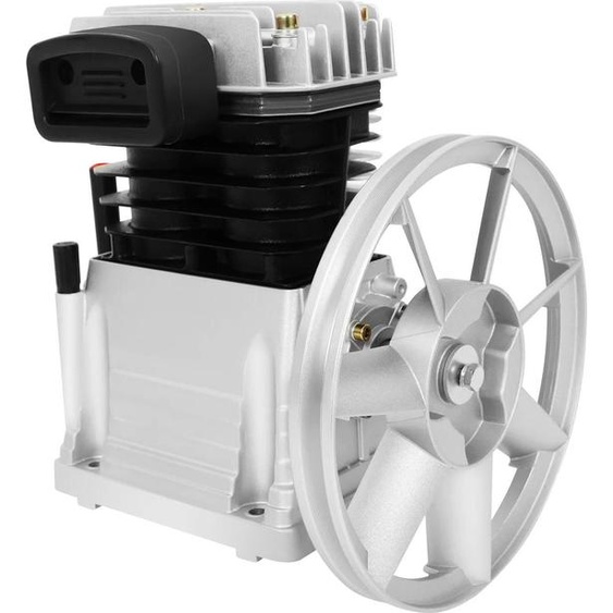 Tête de pompe pour compresseur dair - 2065-420L - Compresseur à piston à 2 cylindres - Lubrifié à lhuile - 3 CV - 960 tr/min - Entraînement par courroie - 250 l/min - Argent/Noir