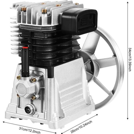 Tête de pompe pour compresseur dair - Modèle 2065 - 2,2 kW / 3 ch - Aluminium et fer - Pour outils pneumatiques industriels